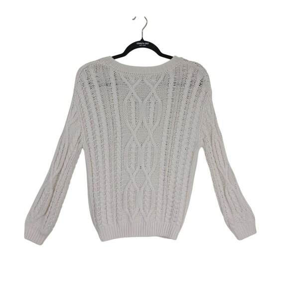 Philosophy Sweater Size S White Cable Knit V-Neck 61% Cotton Blend Womens - Picture 6 of 10